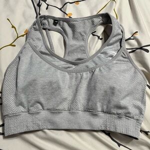 Gymshark Vital Rise Sports Bra Double Layer - Light Gray size XS